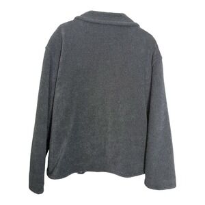 Real Comfort XL Black Fleece Jacket Button Front Notched Collar Gorpcore Cozy